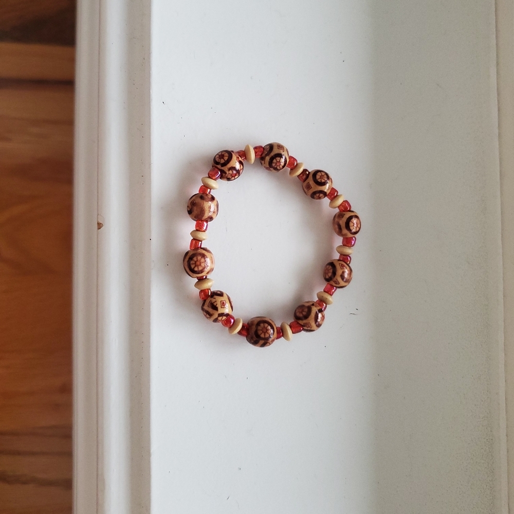 Wooden bead bracelet
